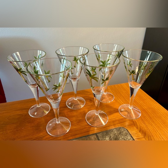 Other - Set of 6 Tropical Palm Tree Acrylic Martini Glasses